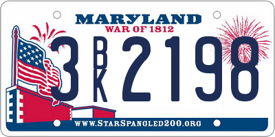 MD license plate 3BK2198