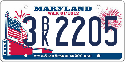 MD license plate 3BK2205