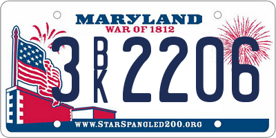 MD license plate 3BK2206
