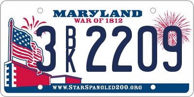 MD license plate 3BK2209