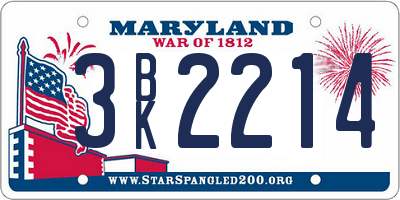 MD license plate 3BK2214