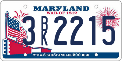 MD license plate 3BK2215