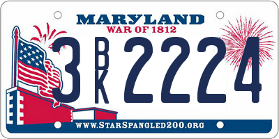 MD license plate 3BK2224