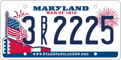 MD license plate 3BK2225