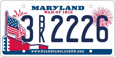MD license plate 3BK2226