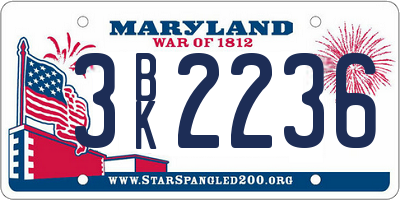 MD license plate 3BK2236