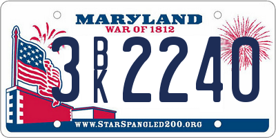 MD license plate 3BK2240