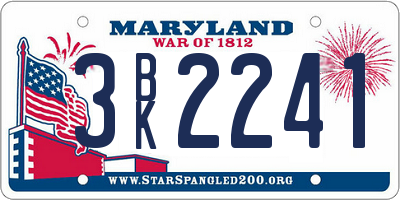 MD license plate 3BK2241