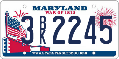 MD license plate 3BK2245