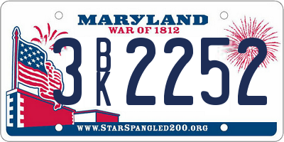 MD license plate 3BK2252