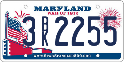 MD license plate 3BK2255