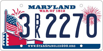 MD license plate 3BK2270