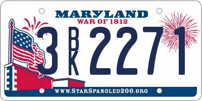 MD license plate 3BK2271