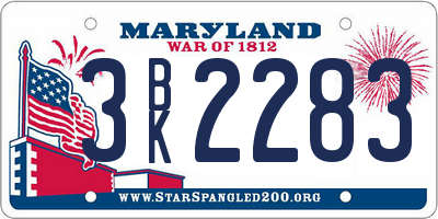 MD license plate 3BK2283
