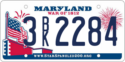 MD license plate 3BK2284
