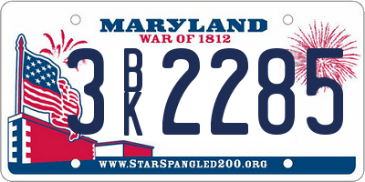 MD license plate 3BK2285