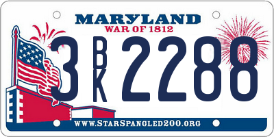 MD license plate 3BK2288