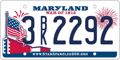MD license plate 3BK2292