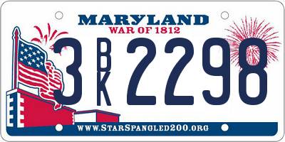 MD license plate 3BK2298