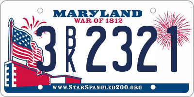 MD license plate 3BK2321