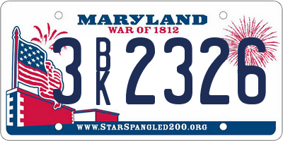 MD license plate 3BK2326