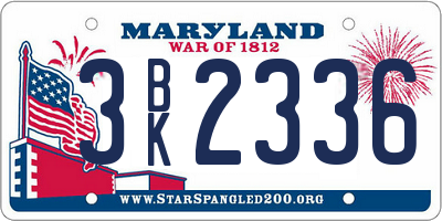 MD license plate 3BK2336