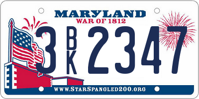 MD license plate 3BK2347