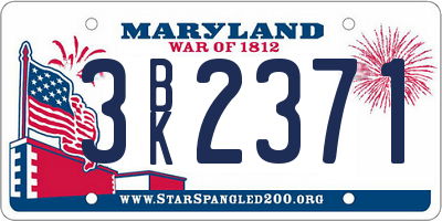 MD license plate 3BK2371