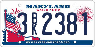 MD license plate 3BK2381