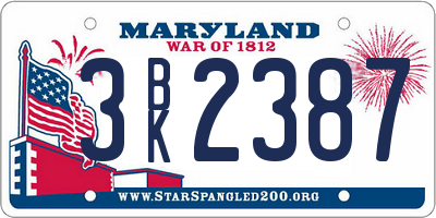 MD license plate 3BK2387