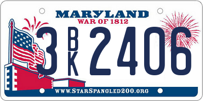 MD license plate 3BK2406
