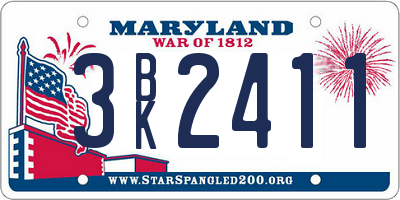 MD license plate 3BK2411