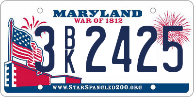 MD license plate 3BK2425