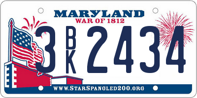 MD license plate 3BK2434