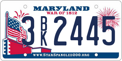MD license plate 3BK2445