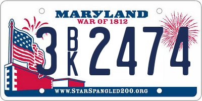 MD license plate 3BK2474