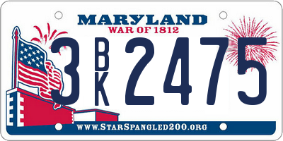 MD license plate 3BK2475