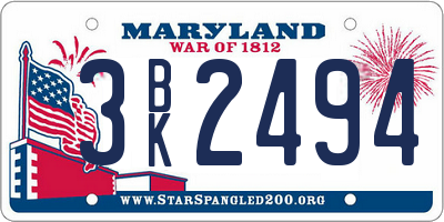 MD license plate 3BK2494