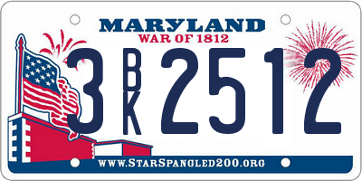 MD license plate 3BK2512