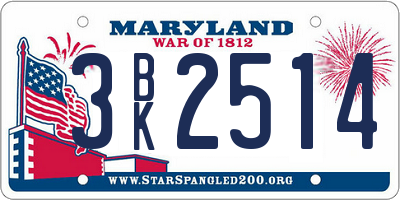 MD license plate 3BK2514
