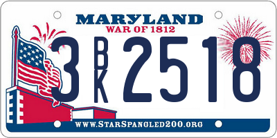 MD license plate 3BK2518