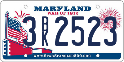 MD license plate 3BK2523