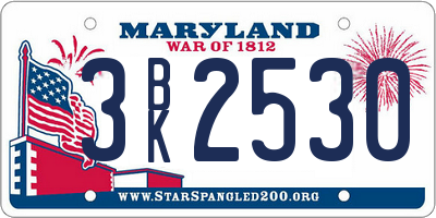 MD license plate 3BK2530