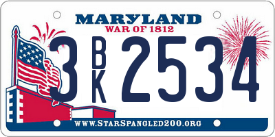 MD license plate 3BK2534