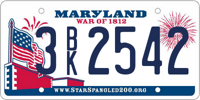 MD license plate 3BK2542