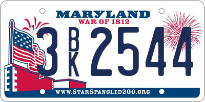 MD license plate 3BK2544
