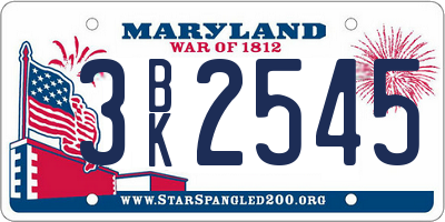 MD license plate 3BK2545
