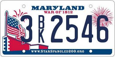 MD license plate 3BK2546