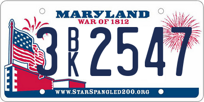 MD license plate 3BK2547