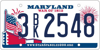 MD license plate 3BK2548